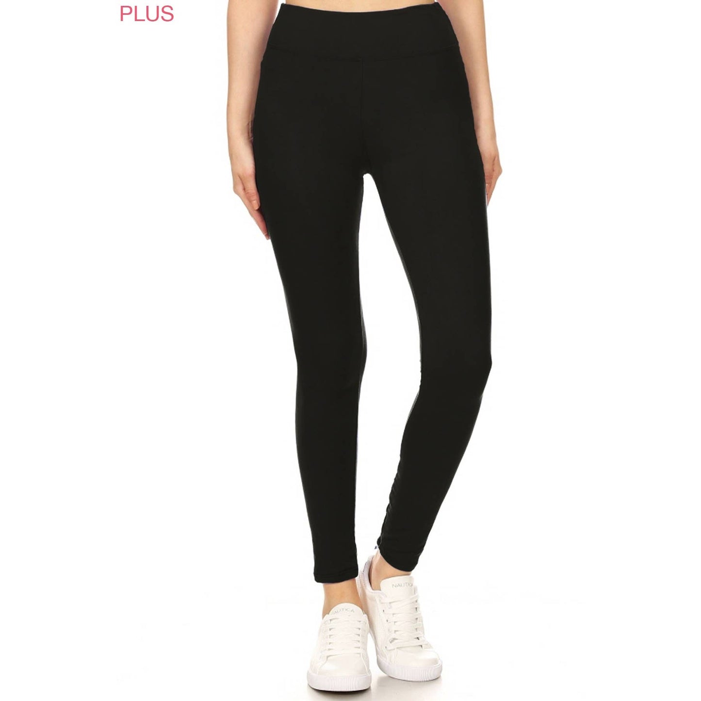 One size PLUS SIZE Buttery Soft High Waist Leggings: Black