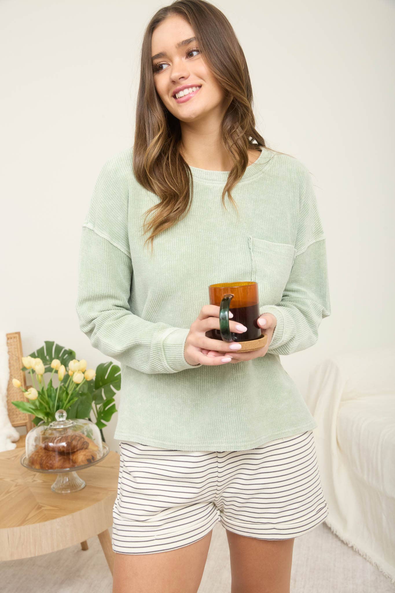 Light Olive Soft Knit Top