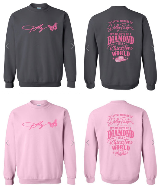 Dolly Butterfly Crewneck (Front+Back)(Charcoal/Pink)