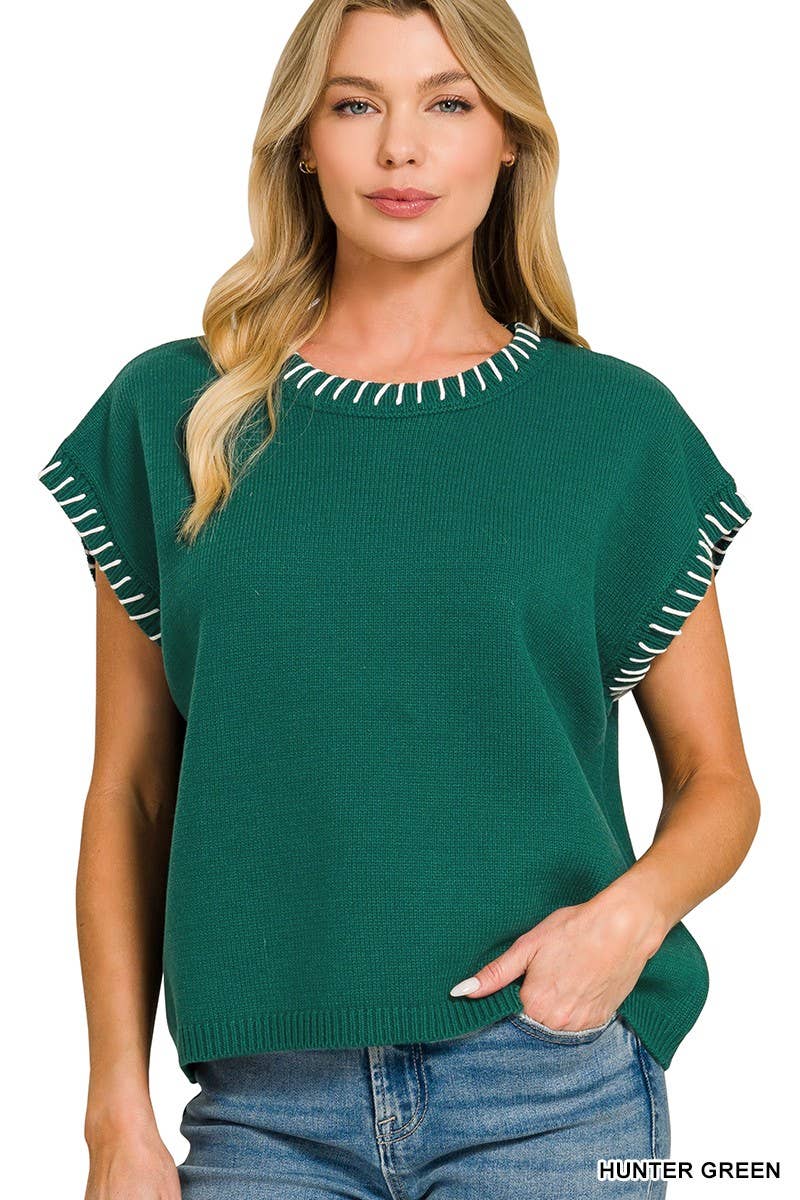 Woodland Green Stitched Sweater