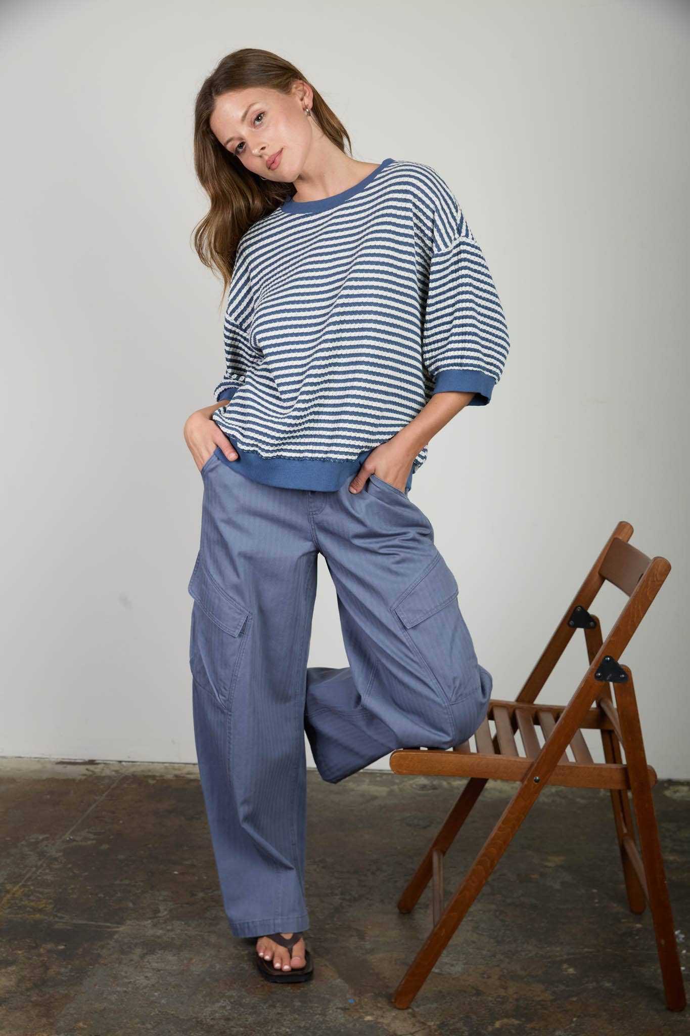 Nautica Blue Stripe Knit Top