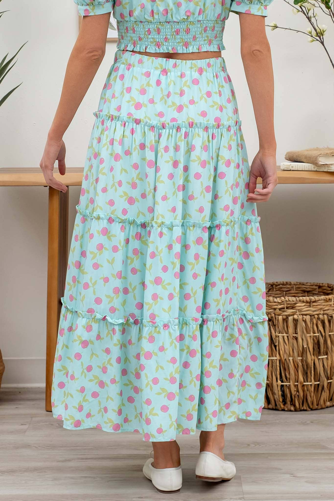 Summer Picnic Midi Skirt Set: MINT