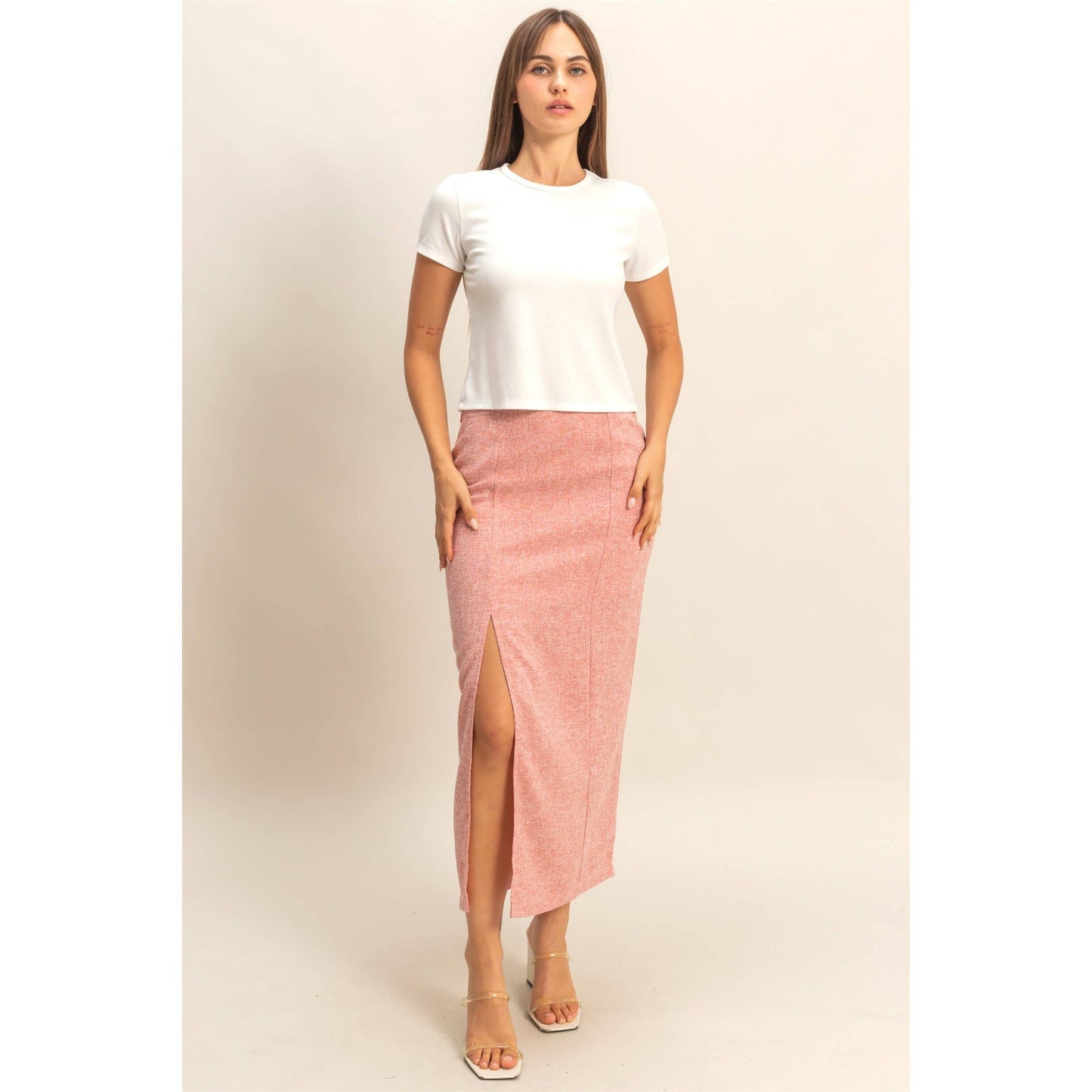 Sweetheart Side Slit Midi Skirt