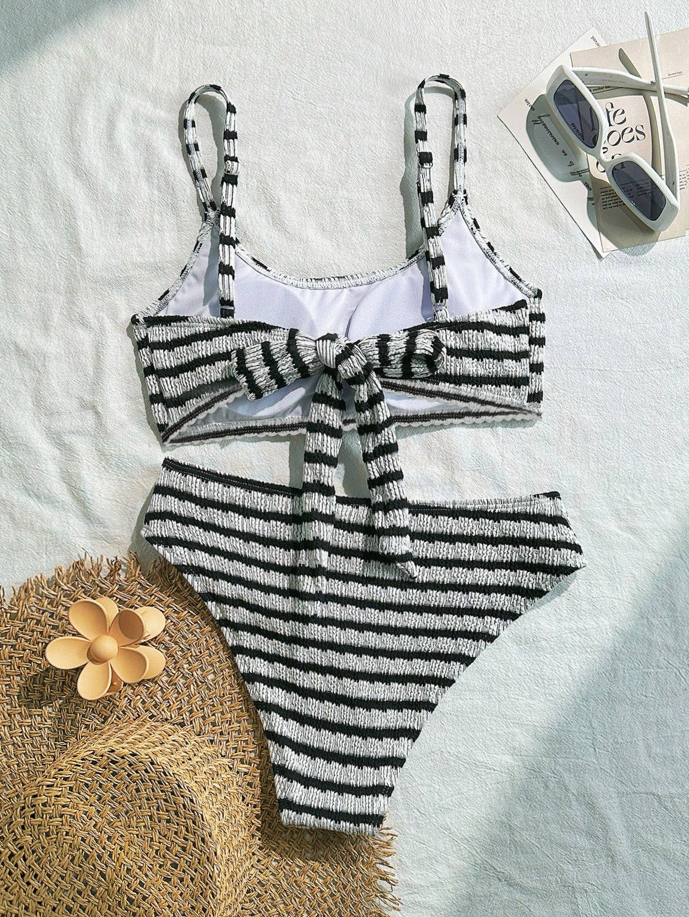 Saltwater Stripe Swimsuit: Black