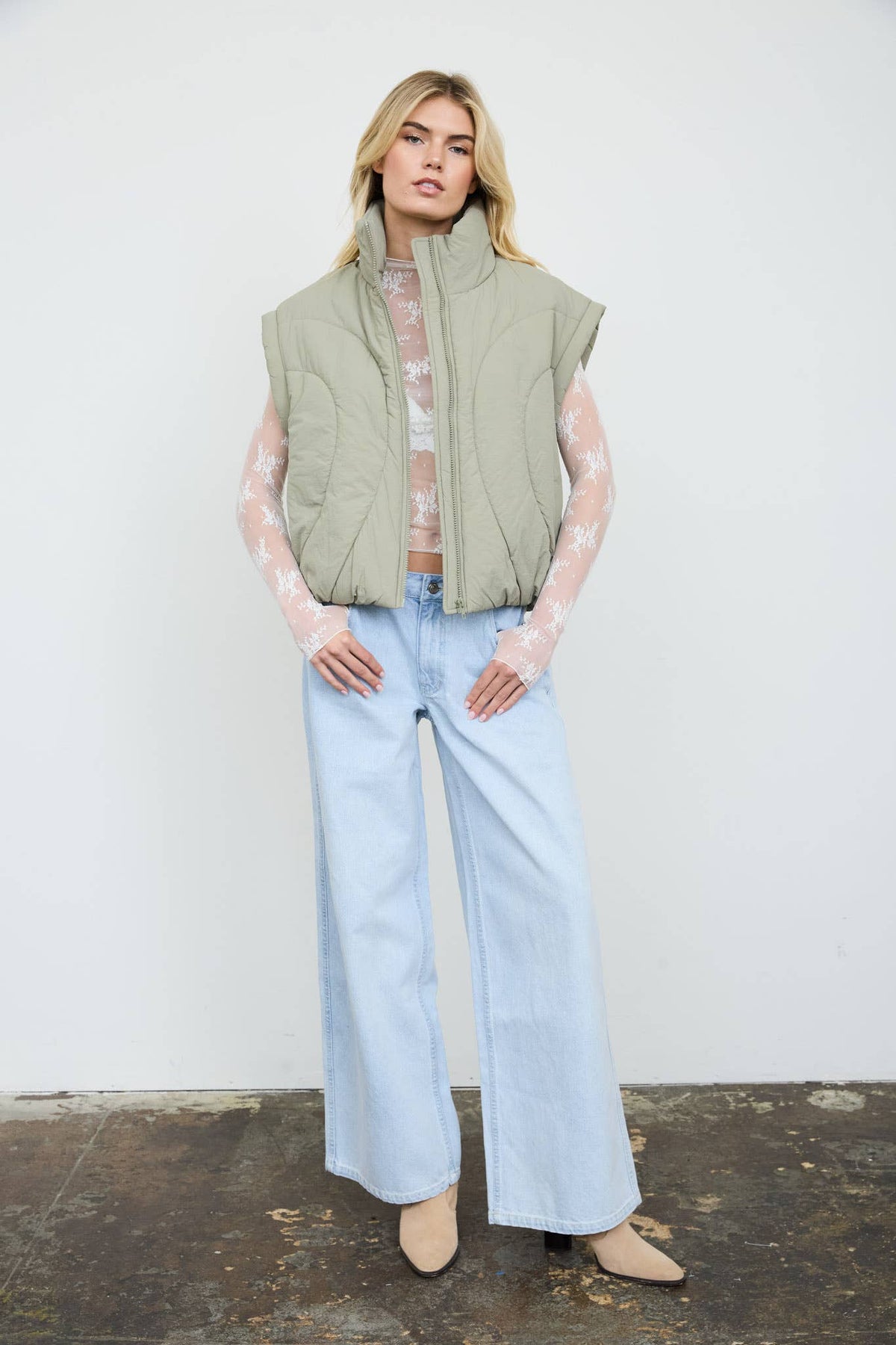 Olive Puffer Vest