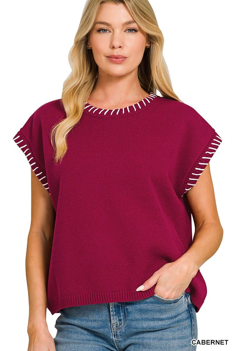 Cabernet Stitched Sweater