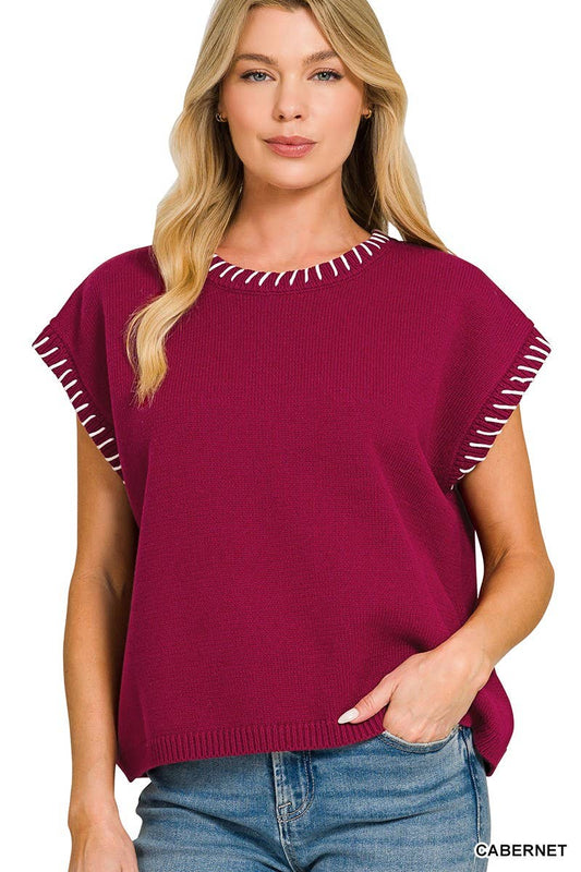 Cabernet Stitched Sweater