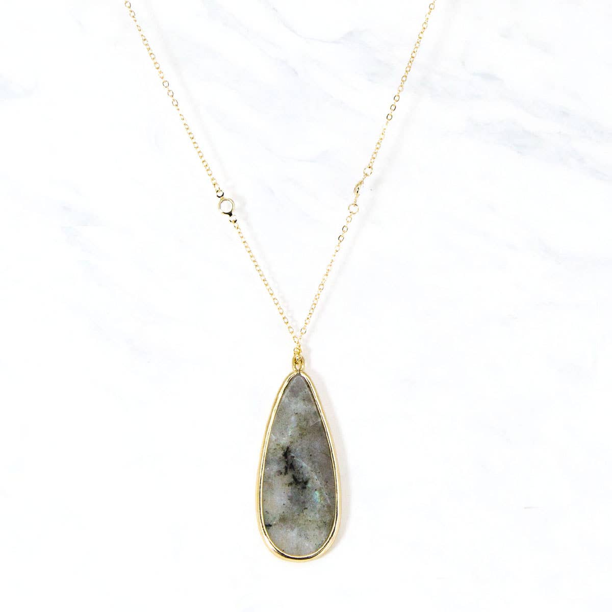 Tear Drop Pendant: Gold Labradorite