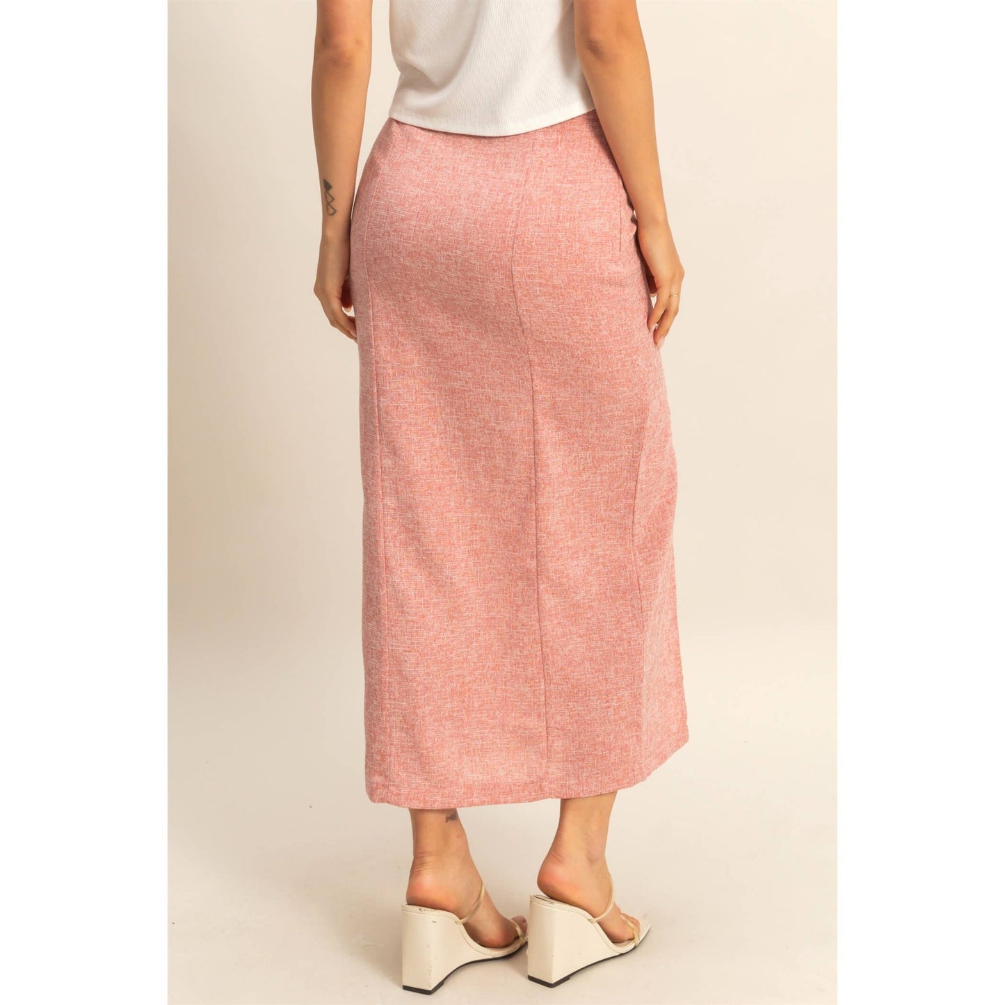 Sweetheart Side Slit Midi Skirt