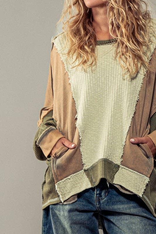 Olive Oversized Textured Top