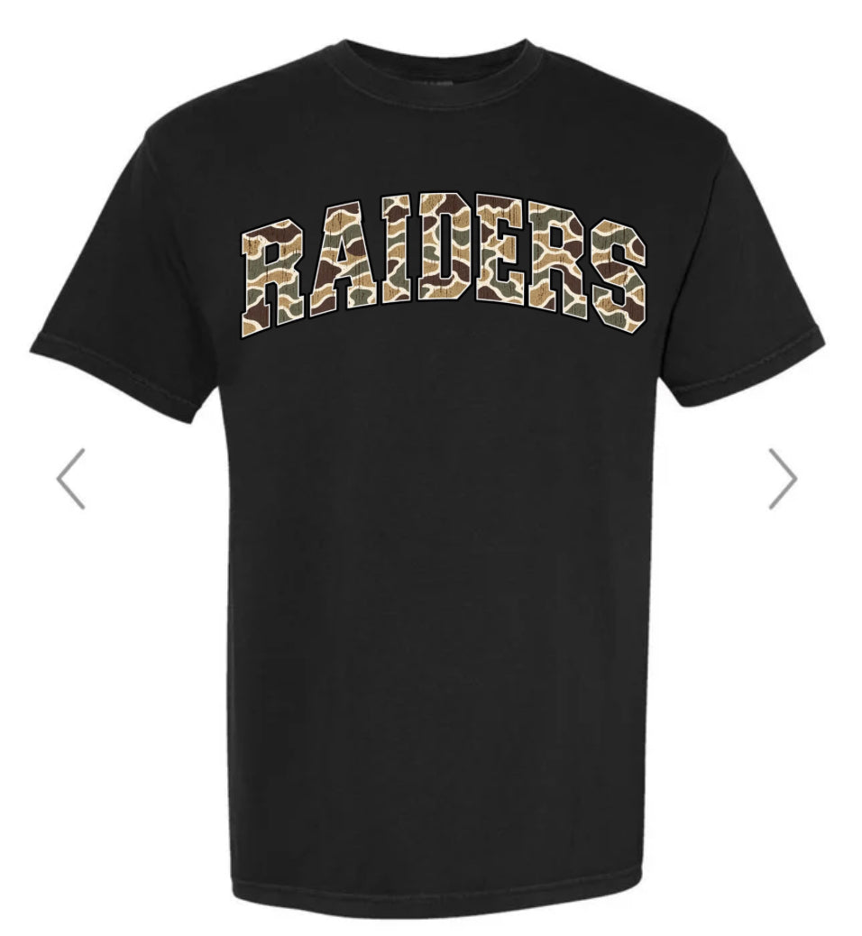 Raiders Camo Letters Black Comfort Color Tee