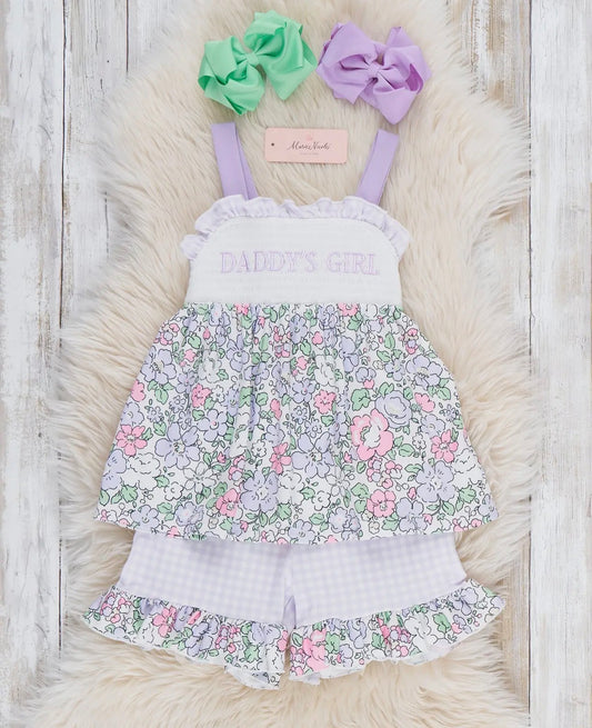 DADDY'S GIRL Petal Hem Smocked Ruffle Outfit