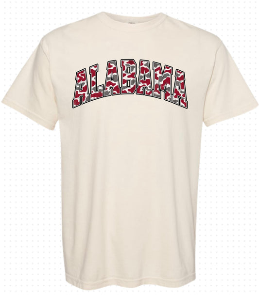 Alabama T-shirt (Crimson Camo Letters)