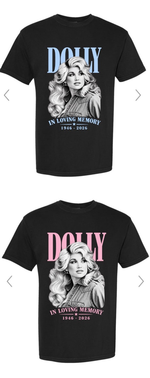 Dolly Face Black Tee (Blue/Pink)