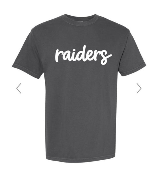 Cursive Raiders Pepper Comfort Color Tee