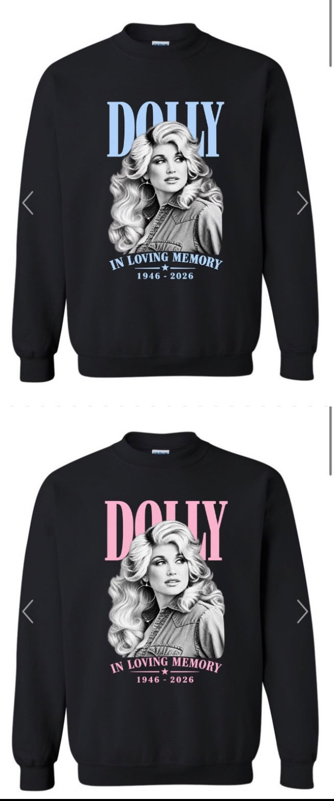 Dolly Face Black Crewneck (Blue/Pink)