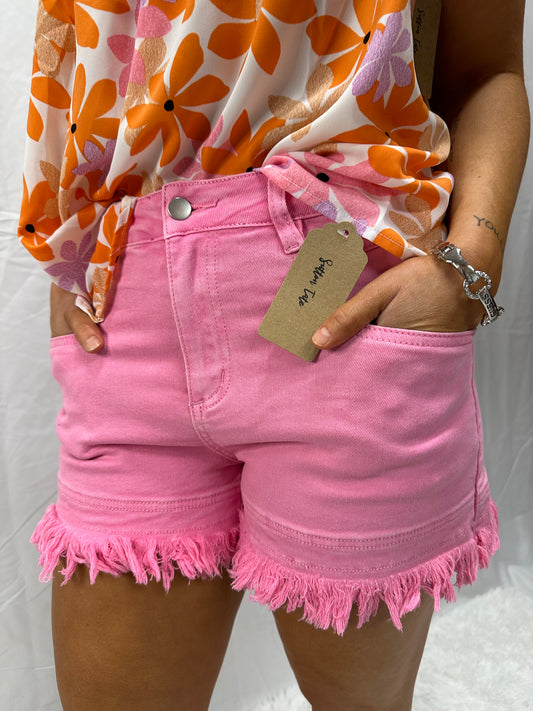 Summer Fun Pink Fray Shorts