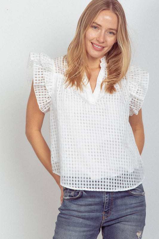 Ruffled White Top