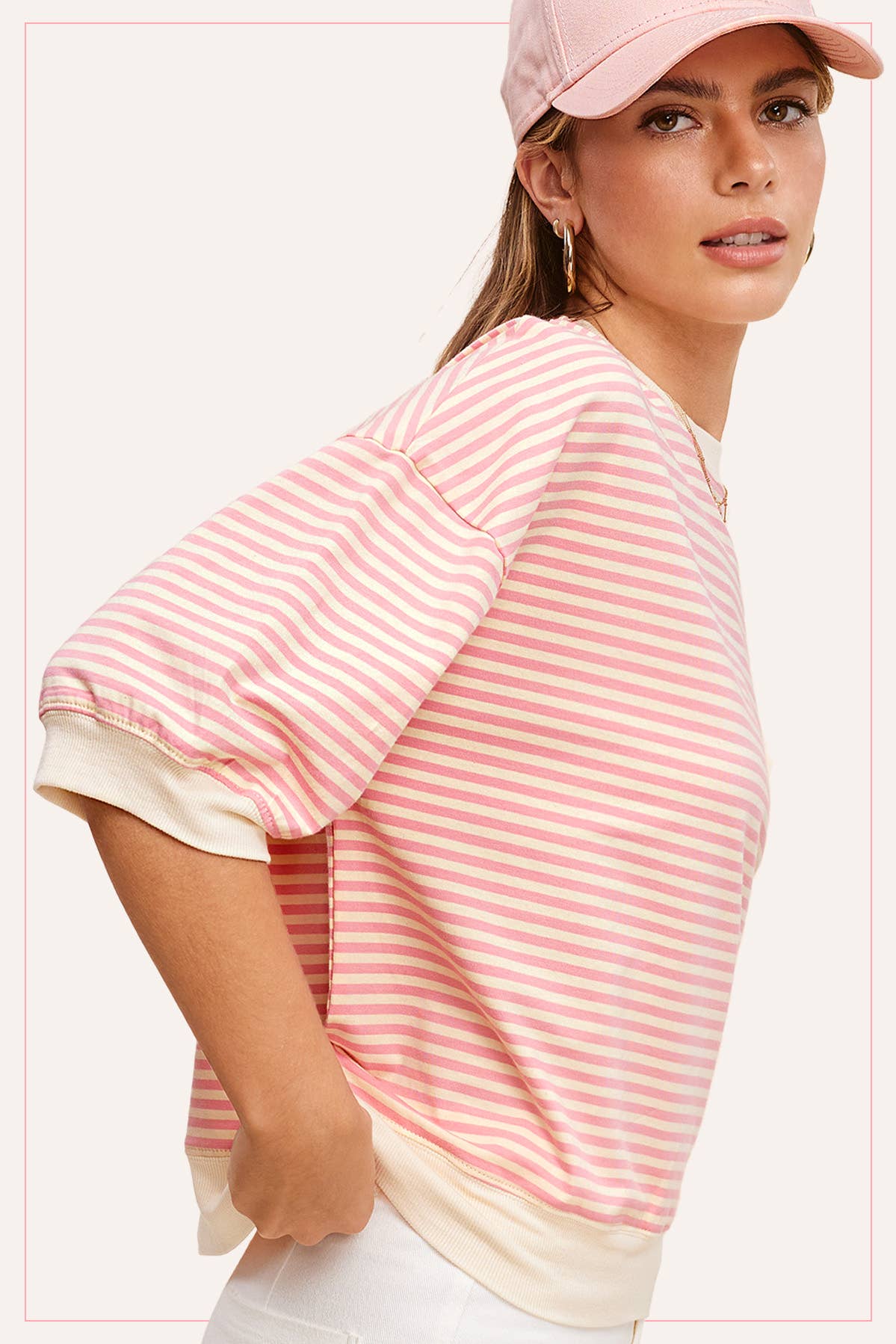 Cotton Candy Striped Short Sleeve Crew