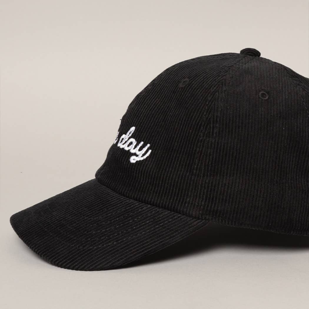 Game Day Embroidered Corduroy Cap: Black / ONE SIZE