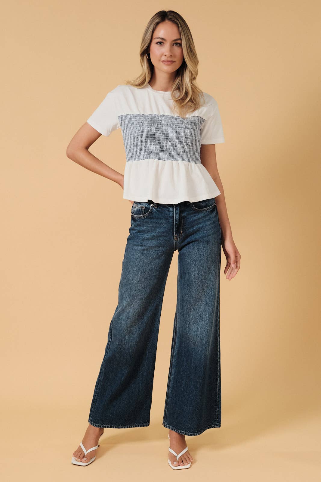 Navy Stripe Baby Doll Top