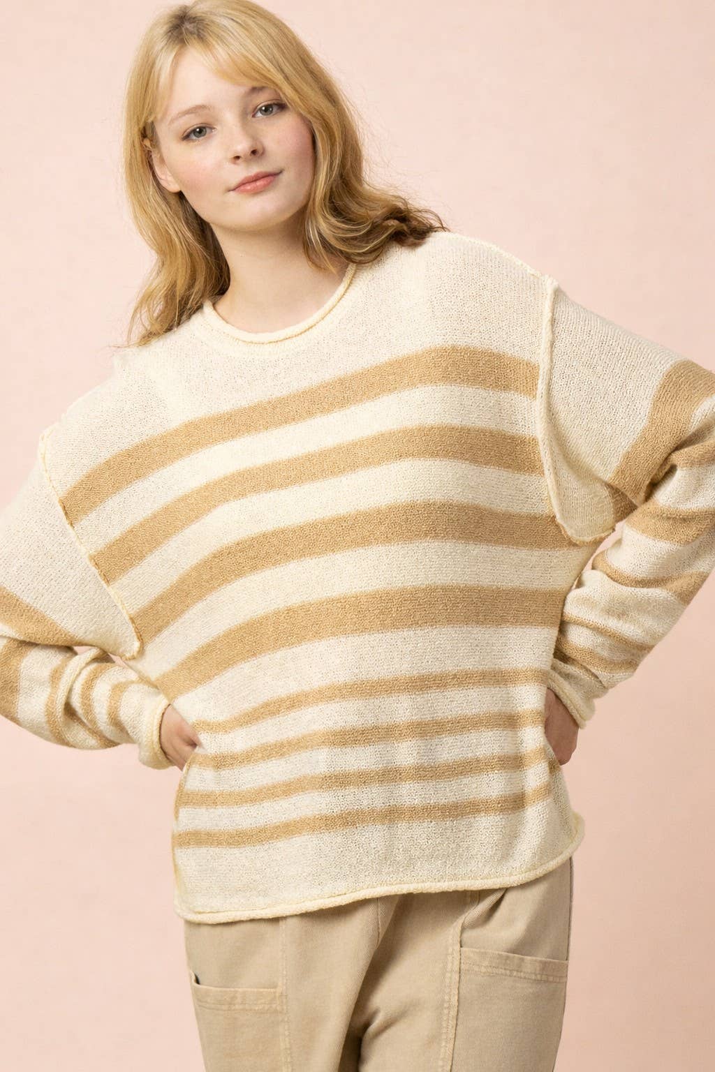 Khaki Striped Cool Sweater