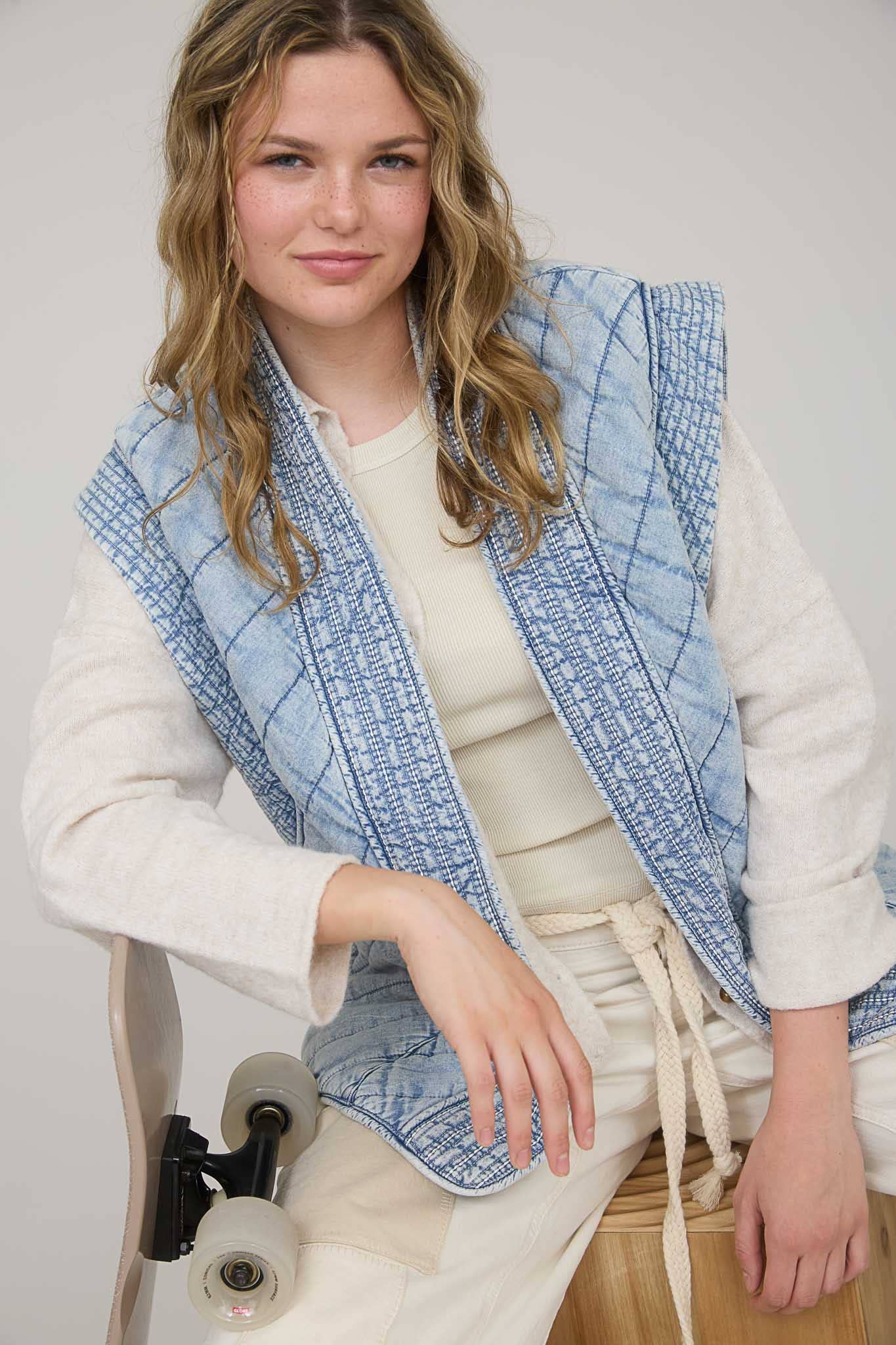 Denim Willow Quilted Vest