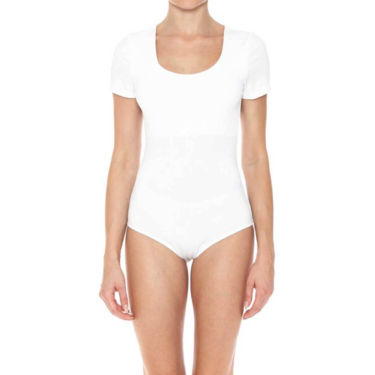 SCOOP NECK BODYSUIT: WHITE