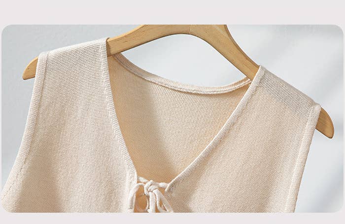 Ivory Bow Tie Knit Vest