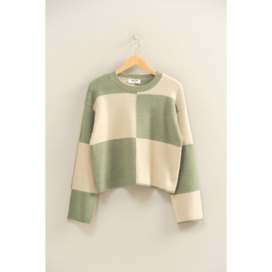 Creamy Sage Beaumont Block Sweater