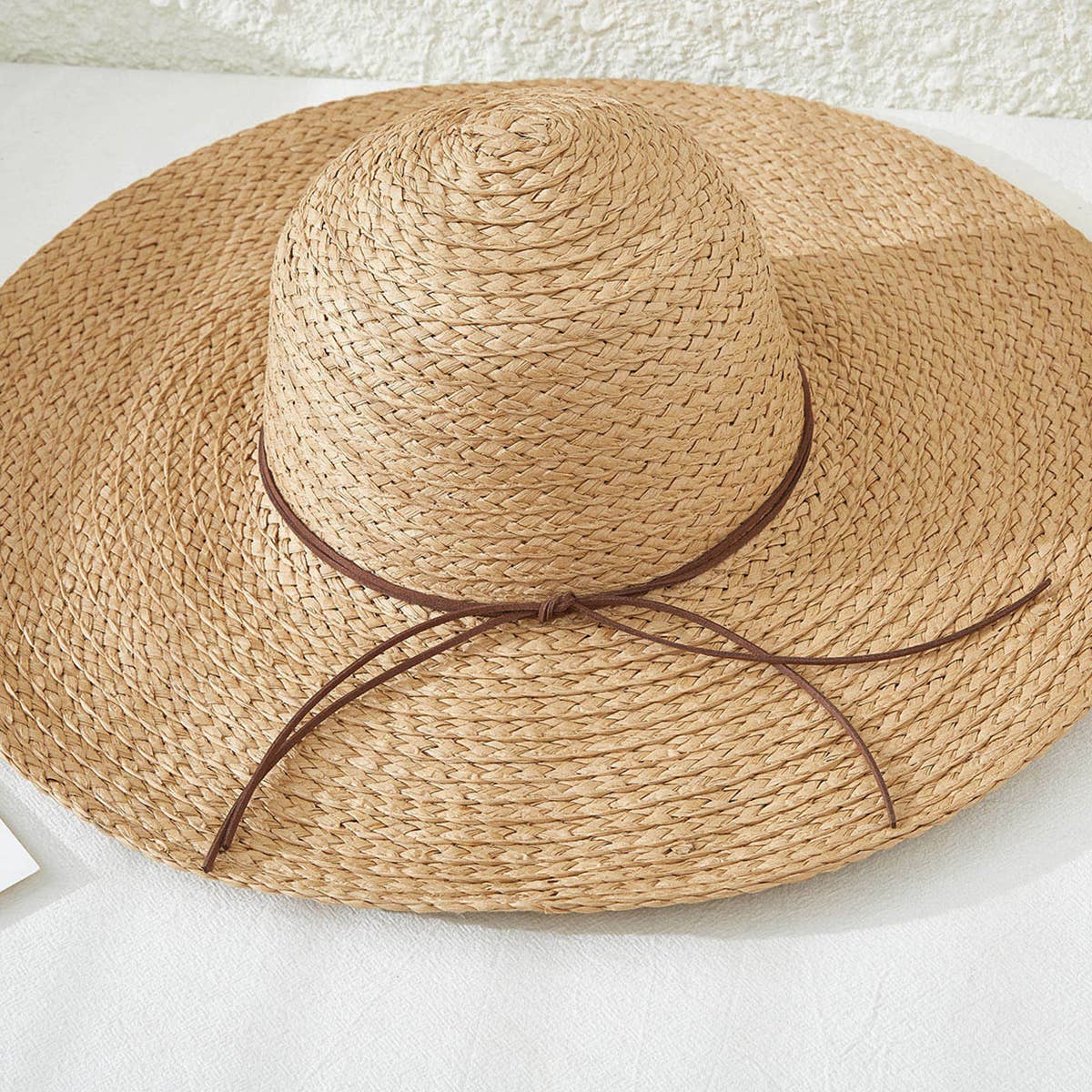 Solid Color Floppy Straw Hat: Beige