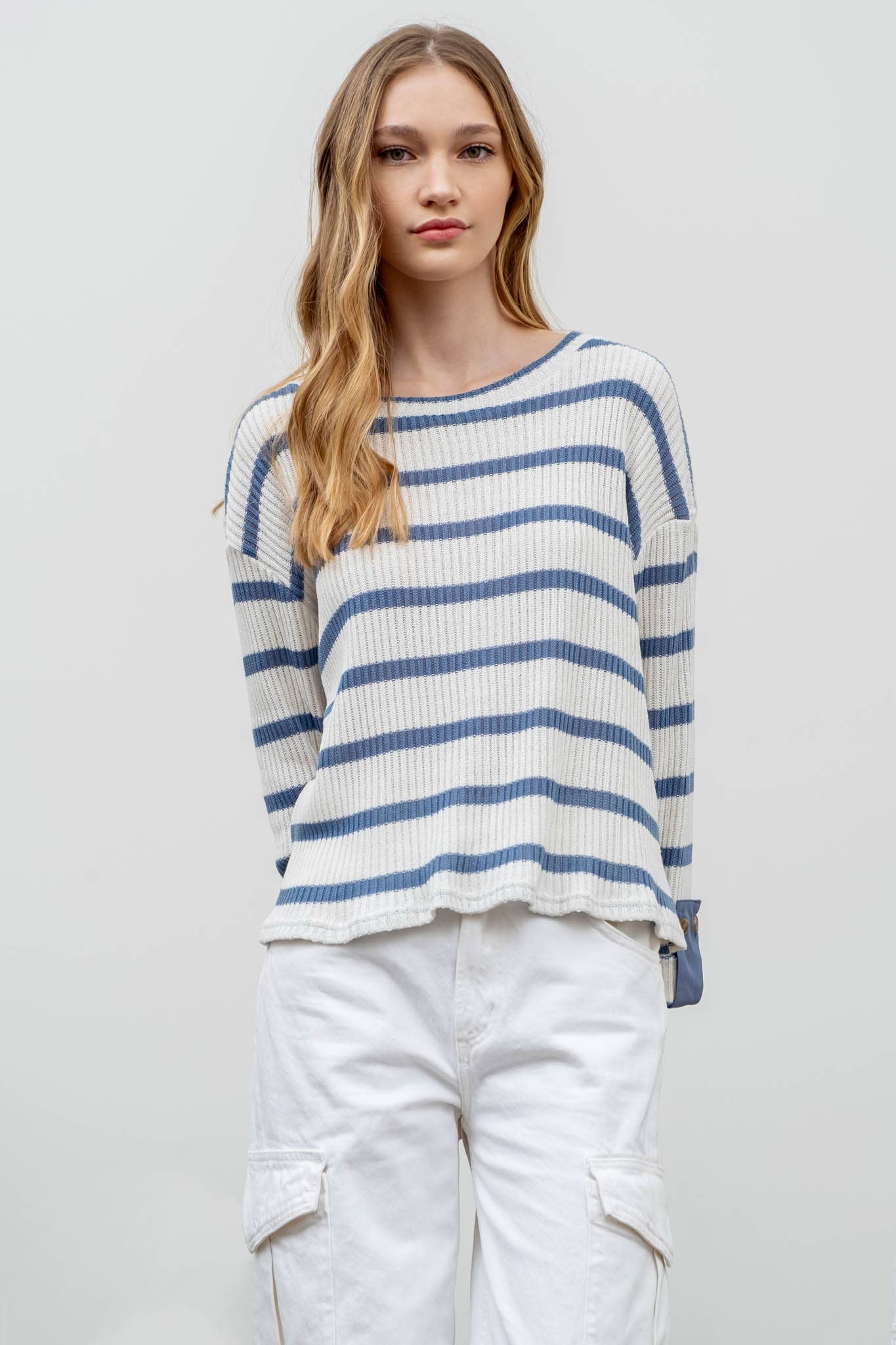 Dainty Denim Striped Sweater