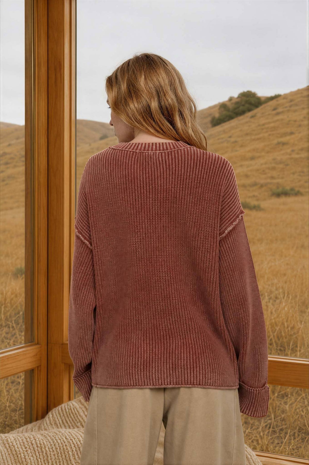 Terracotta Cuff Sleeve Sweater