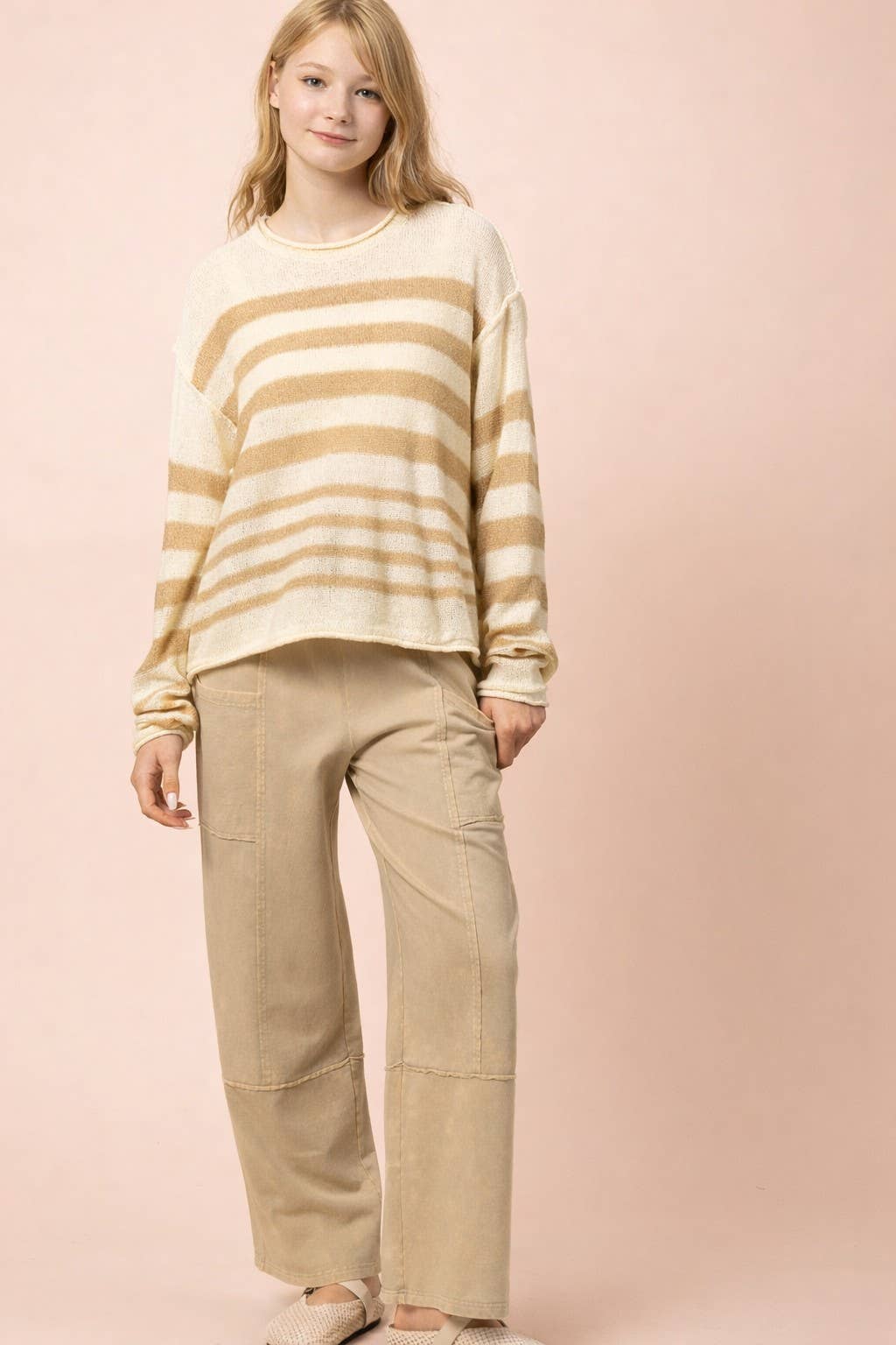 Khaki Striped Cool Sweater