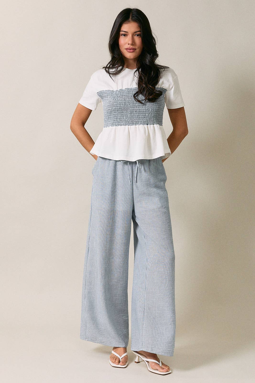 Navy Stripe Baby Doll Top