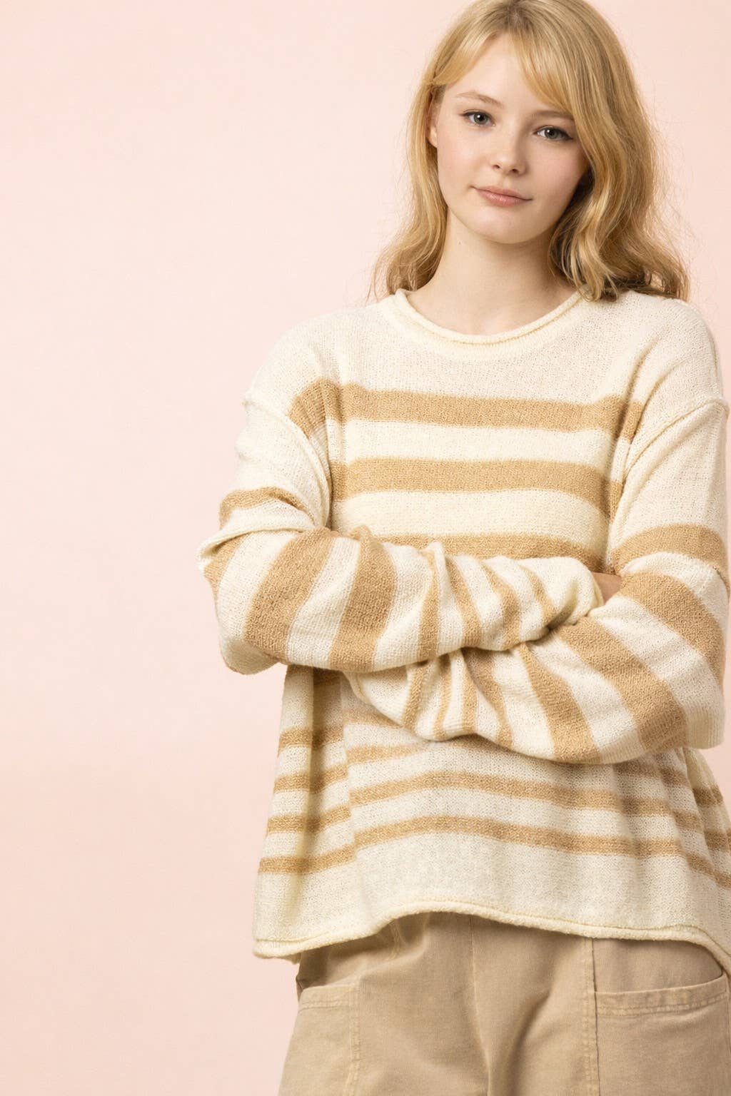 Khaki Striped Cool Sweater