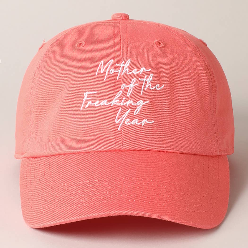 "Mother of the Freaking Year" Embroidery Baseball Cap: PUTTY / One Size