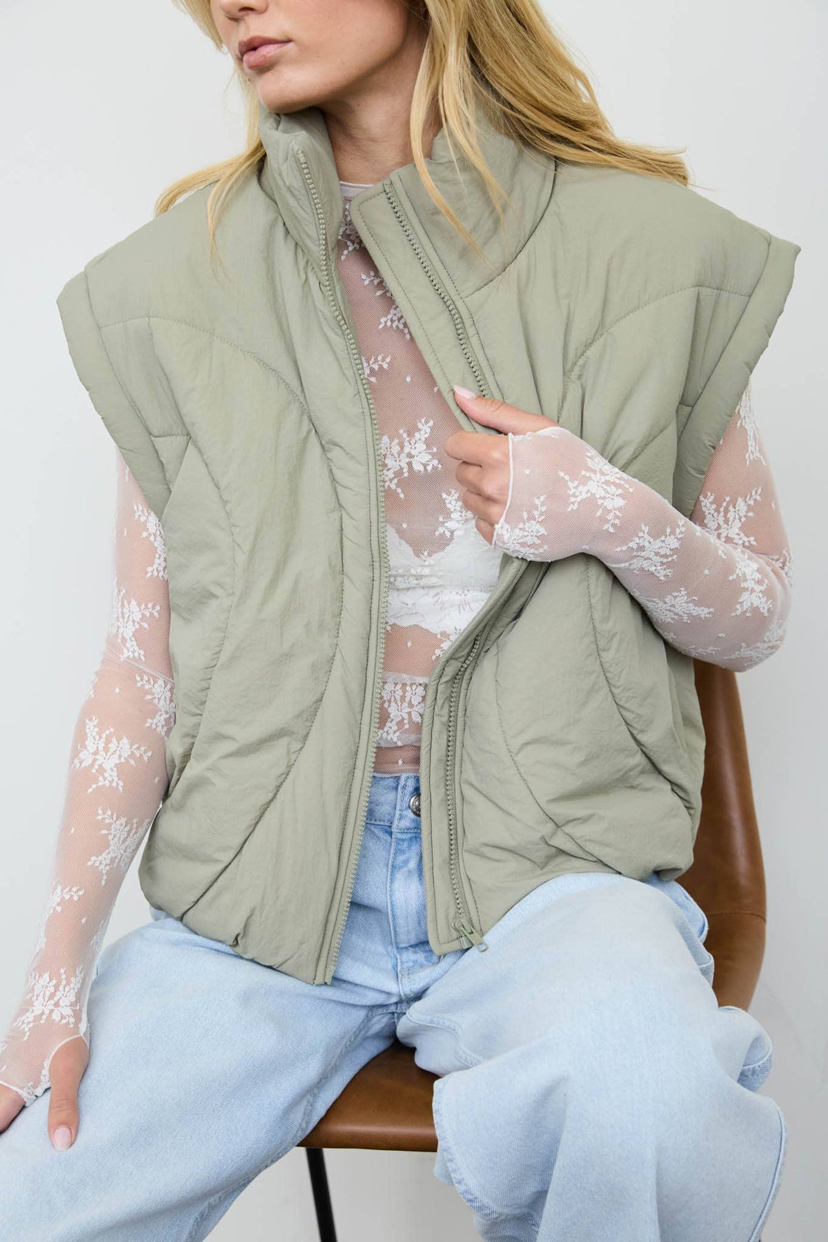 Olive Puffer Vest
