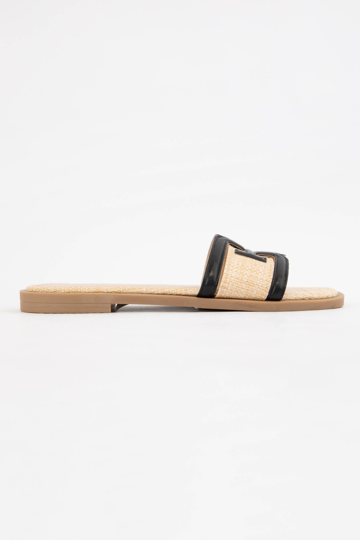 BLACK RAFFIA SANDALS