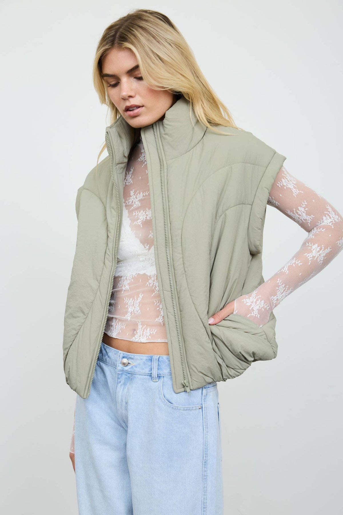 Olive Puffer Vest