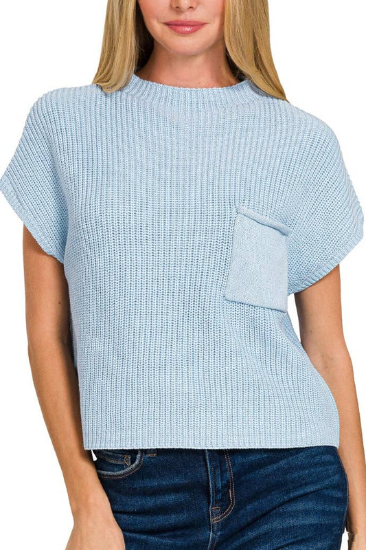 Lite Blue Short Sleeve Sweater