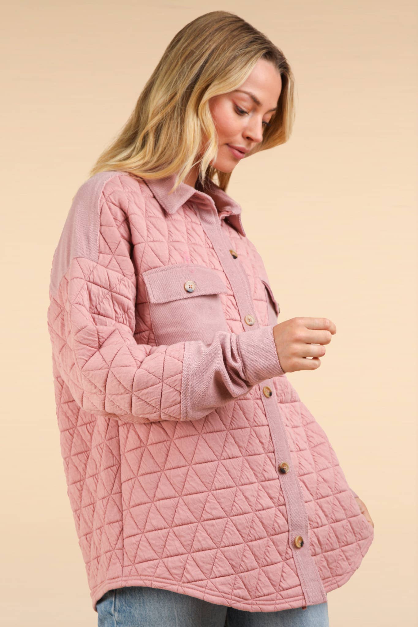 Quilted Blush Cozy Shacket