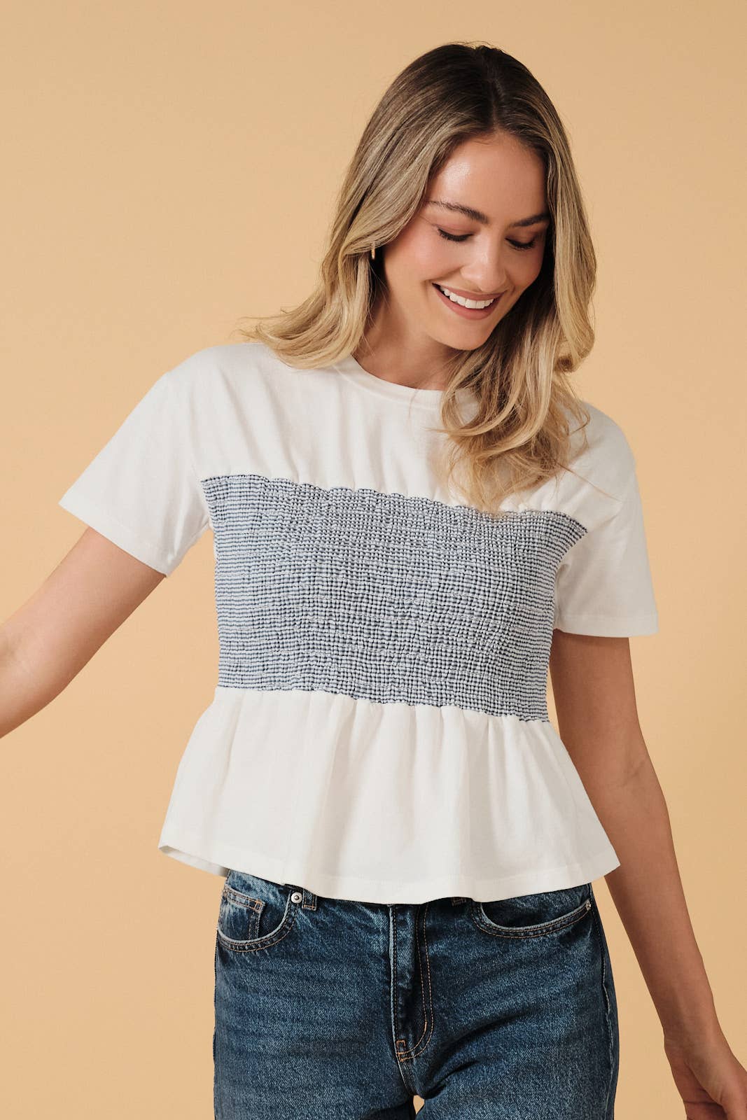Navy Stripe Baby Doll Top