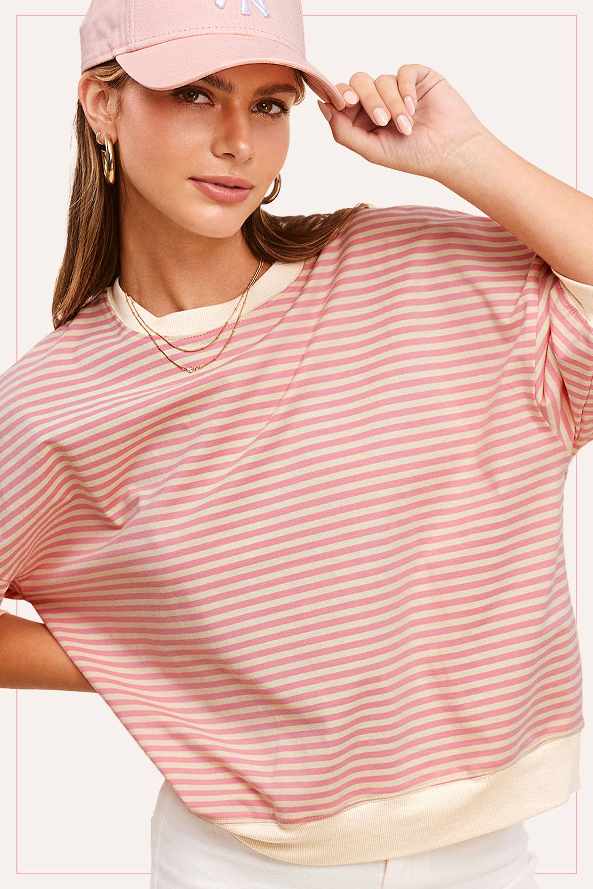 Cotton Candy Striped Short Sleeve Crew