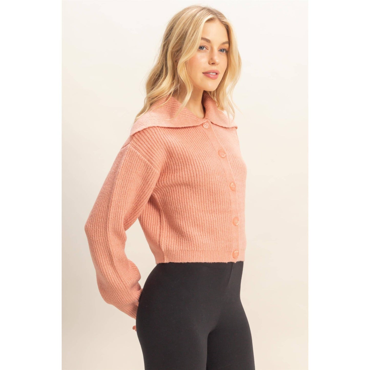 Blush&Button Collar Sweater