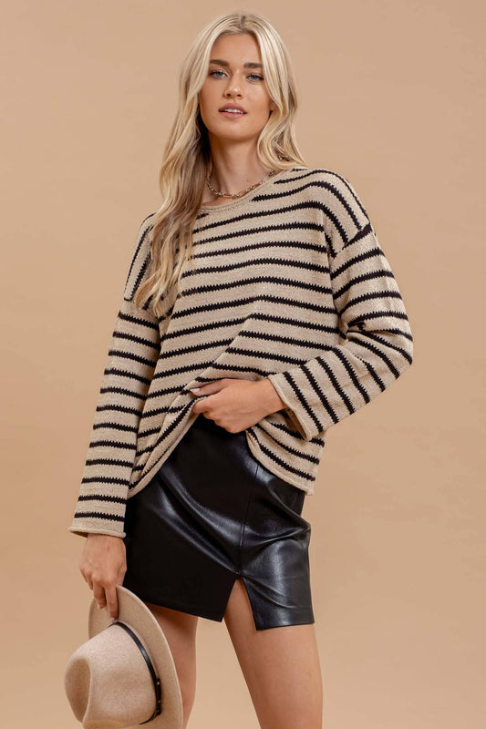 Taupe Mariner Striped Sweater