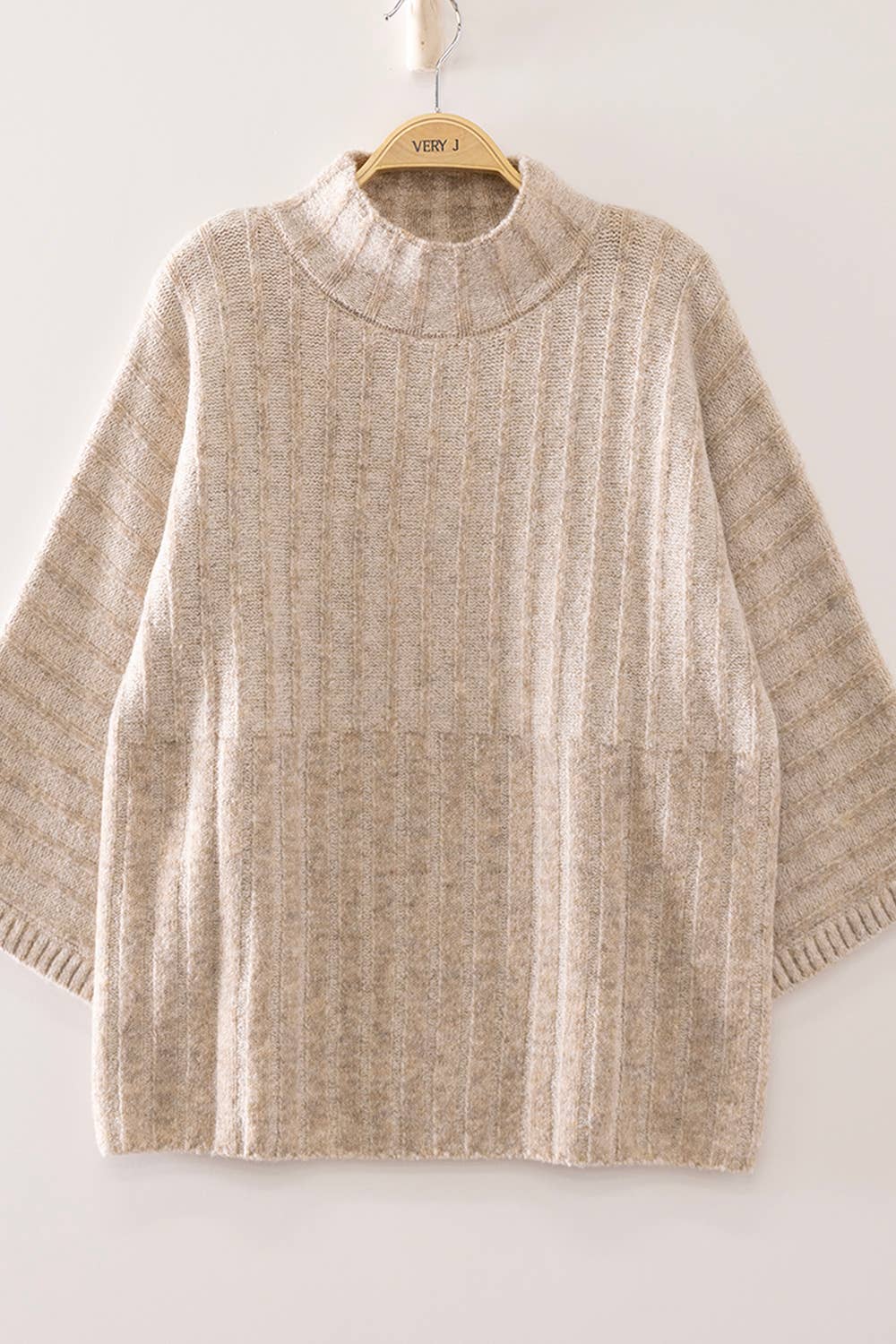 Oatmeal Sweater 3/4 Length Sleeves