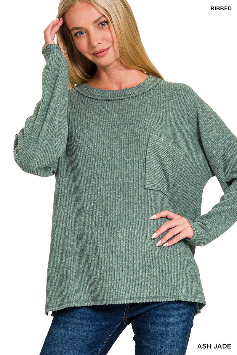 Jade Ribbed Sweater