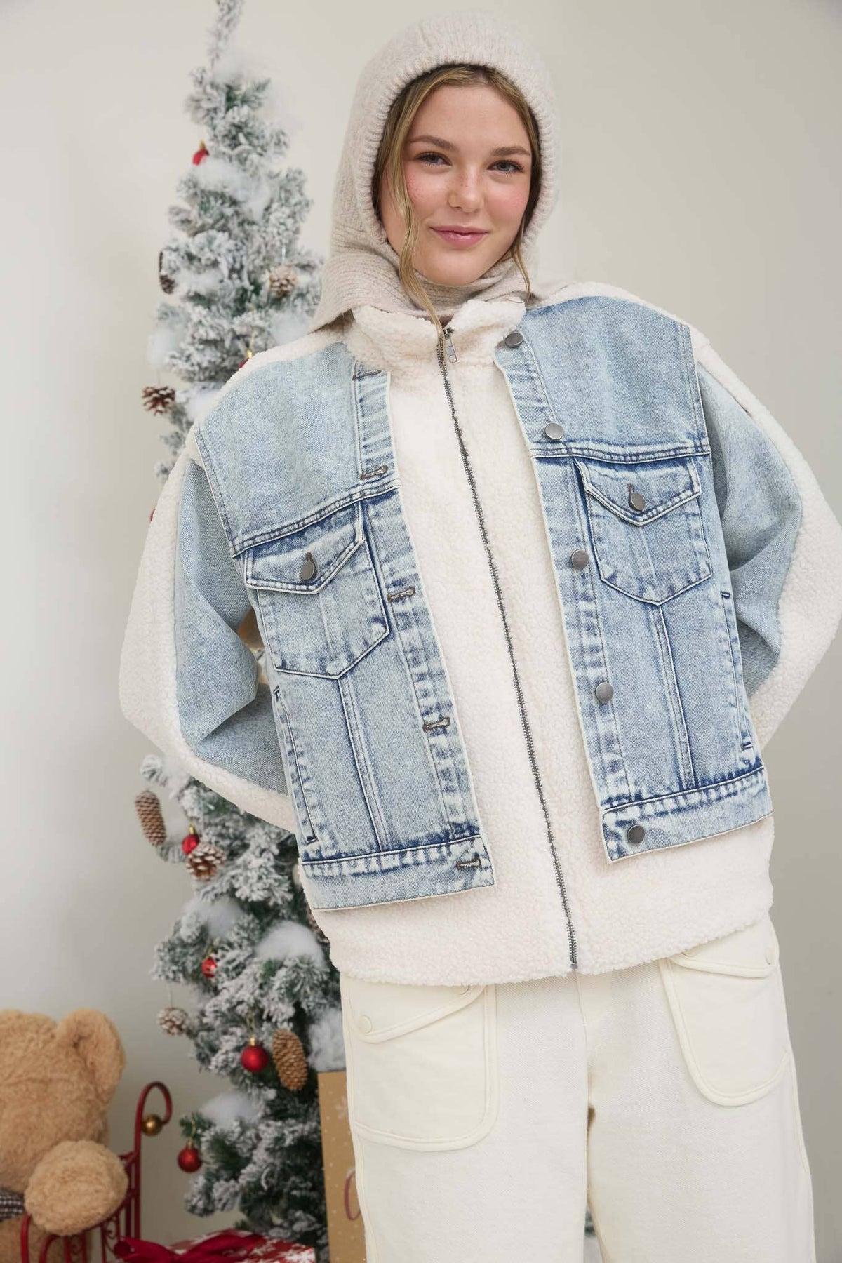 Frosted Teddy Denim Jacket