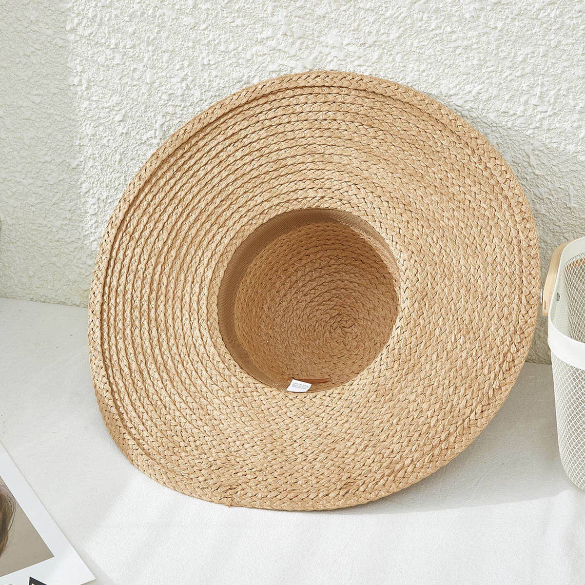 Solid Color Floppy Straw Hat: Beige